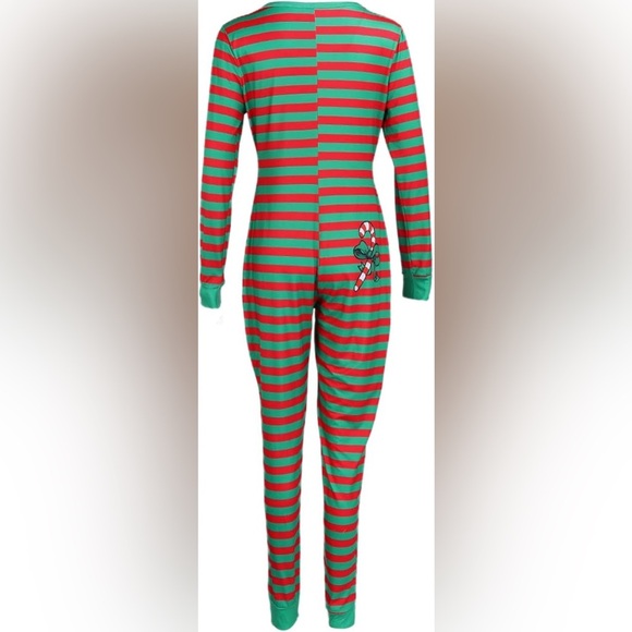 Festive Christmas Onesie with Candy Cane Design Pajamas - Picture 3 of 7